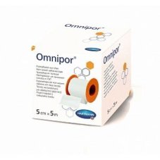 OMNIPOR - фиксир.пластырь из нетканого материала, белый, 5см*5м, 1шт, 9004382