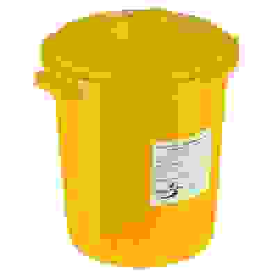 Бак многоразовый для сбора медицинских отходов 12л, класс Б-желтый, с крышкой /МедКом/