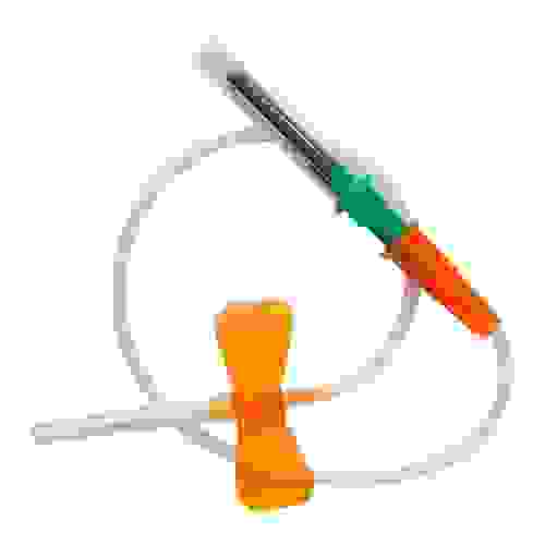 Игла-бабочка с луер-адаптером Lind-Vac 25Gx3.4"x7", 0,5*19мм, длина трубки 19 см, оранжевая/ Китай