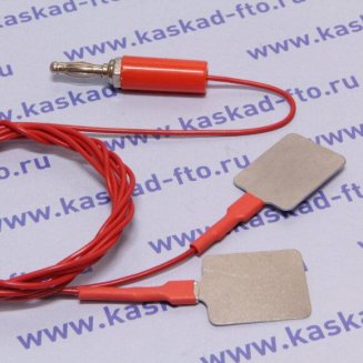 Кабель ПВХ красный, д/подсоед.к аппарату - штекер &quot;банан&quot; Ø4мм;д/подсоед.к электр-м-2стальных флажка