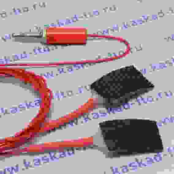 Кабель ПВХ красный, для подсоед. к аппарату - штекер "банан"Ø4мм; к электродам-2 углетканевых флажка