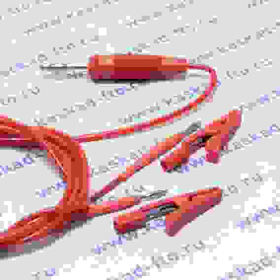 Кабель силиконовый красный, к апп.штекер "банан" Ø4мм; к эл-м-2 штекера "банан"Ø2мм+съемн."крокодил"