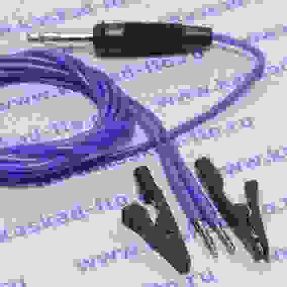 Кабель силиконовый синий, к апп.штекер "банан" Ø4мм; к эл-м-2 штекера "банан"Ø2мм+съемн."крокодил"