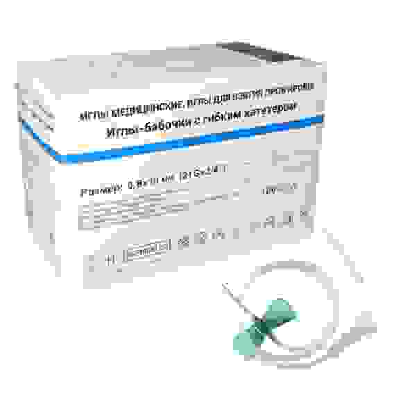 Катетер (игла-бабочка) в/в для вливания в малые вены 21Gх3/4", 0,8х19 мм) Луер-Лок/Wenzhou Beipu/100