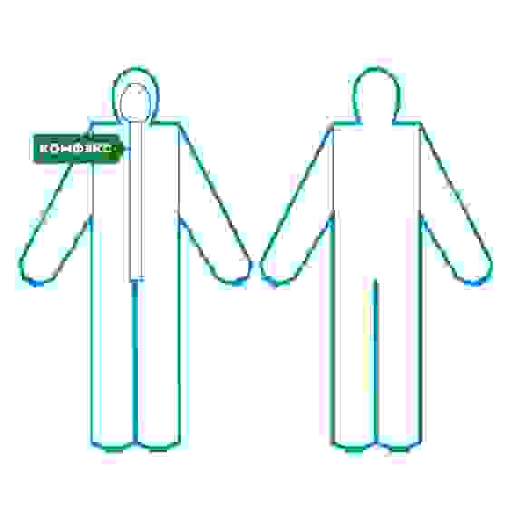 Комбинезон изолирующий одноразовый "КОМФЭКС", Спанбонд, 42г/м2 нестер, р-р XXL, 1 шт/уп