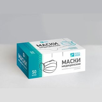 Маска 3-х слойная на резинке мед. о/р из нетк.матер. №50 (в коробке)/Уфамедкомплект