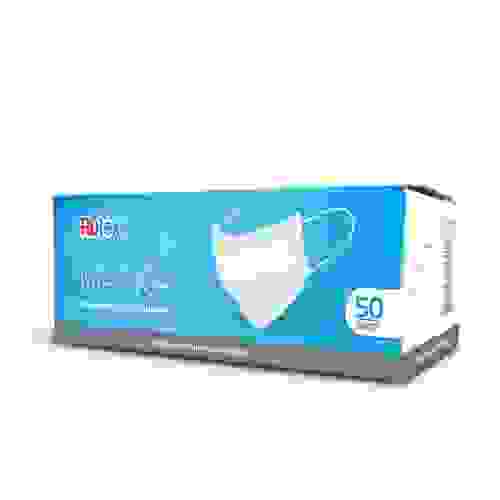 Маска 3-х слойная на резинке с фиксатором голубая "RUTEX" стандарт /КИТ/уп-ка 50шт