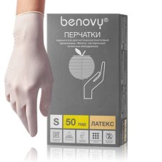 Перчатки смотровые латексные неопудрен. н/ст текстур. Benovy, S(6-7)