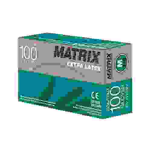 Перчатки смотровые латексные неопудрен. н/ст текстур. Matrix Extra Latex (1кр.хлорин)(100шт/50пар)XL