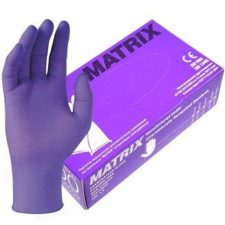 Перчатки смотровые нитриловые неопудр. н/ст текстур. MATRIX Brightt Nitrile фиолетов (100шт/50пар) S