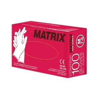 Перчатки смотровые нитриловые неопудр. н/ст текстур. MATRIX Pink Nitrile розовые (100шт/50 пар) S