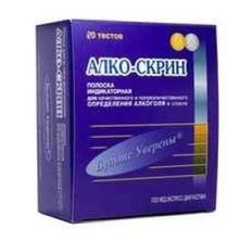 Полоска индикаторная для качественного и полуколичественного опр. алкоголя в слюне АЛКО-СКРИН 20шт.