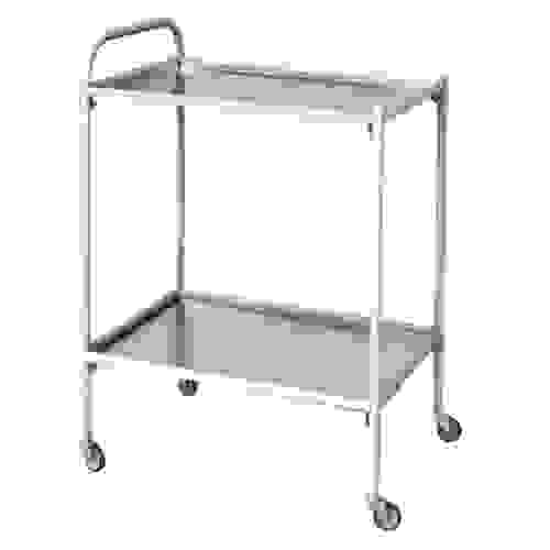 Столик процедурный передвижной с двумя полками (нерж.сталь) СПп-01-МСК меб.колеса (МСК-501М)