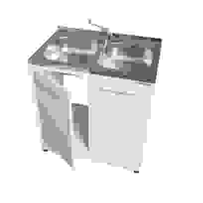 Тумба медицинская со сдвоенной мойкой ТМ02 (мойка накладная нерж., корпус- металл оцинк.полим.окр.)