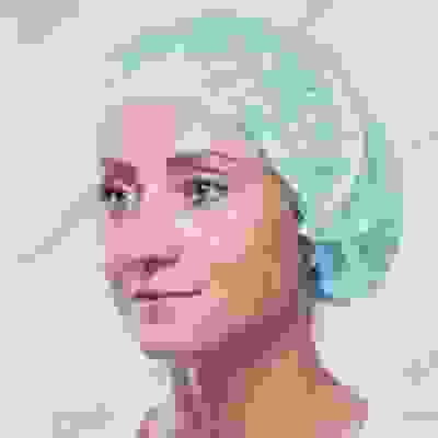 Шапочка гофрированная "Шарлотта" (цвет - голубой)/КЛЕВЕР-ПРО/100/