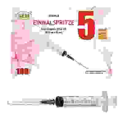 Шприц о/р 3-х комп. SFM 5 мл с надетой иглой 22G 0,7х40мм/SFM Hospital Prodacts/Германия/100/1800