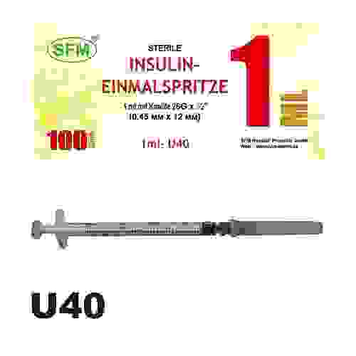 Шприц о/р 3-х комп. инсул. 1мл U-40 SFM со съемной иглой 26G 0,45х12мм/SFM Hospital Prodacts/100