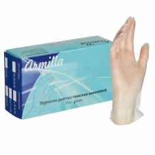 Перчатки смотровые виниловые н/о н/ст гладкие М (7-7,5)/Armilla/UnicornMedical/50пар/уп.