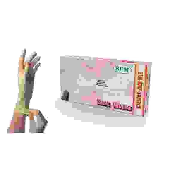 Перчатки смотровые латексные неопудрен. н/ст текстур. SFM (1-кр хлор.), L(8-9)/500/50